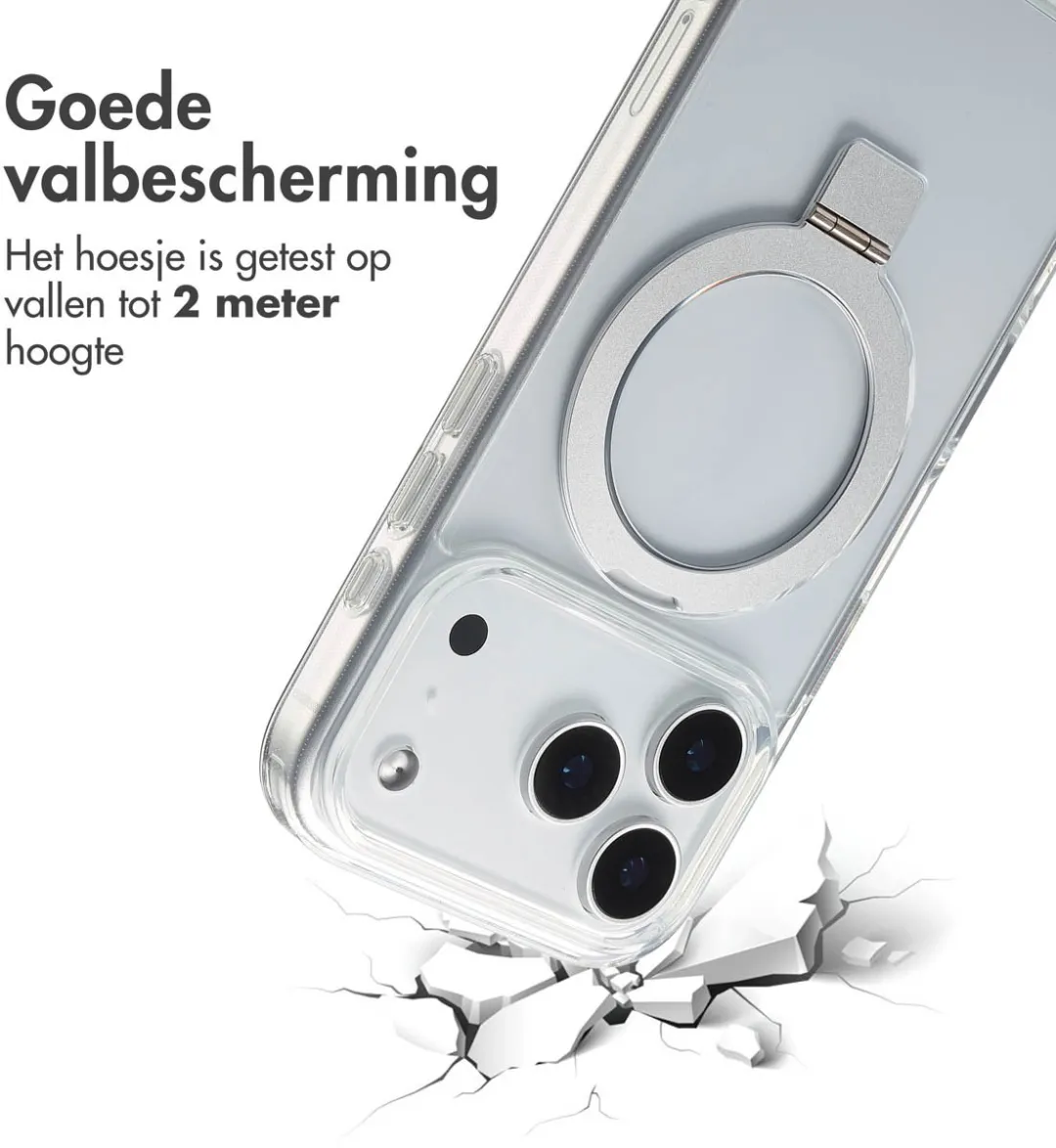 Accezz Hoesje iPhone 17 Pro Transparant - MagSafe Ringstand