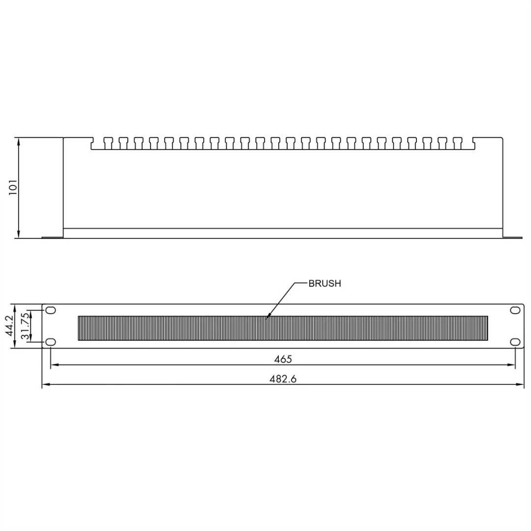 Value 19" Kabeldoorvoerstrook 1HE - zwart