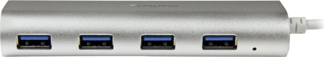 4 Poorts draagbare compacte USB 3.0 hub met geintegreerde kabel - aluminium