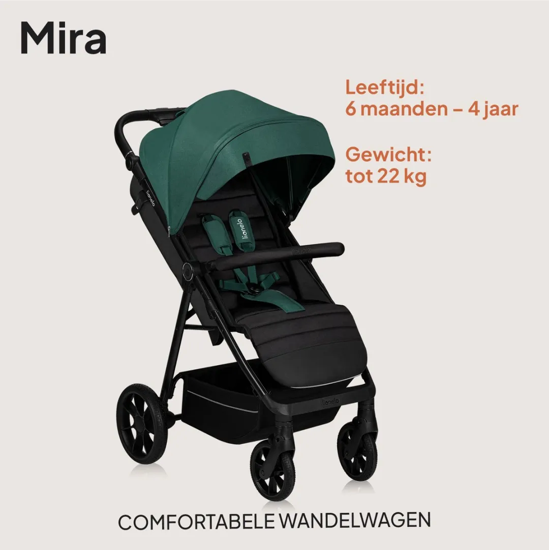 Lionelo Mira Kinderwagen - Groen - 22kg - Off-Road Wielen 360°