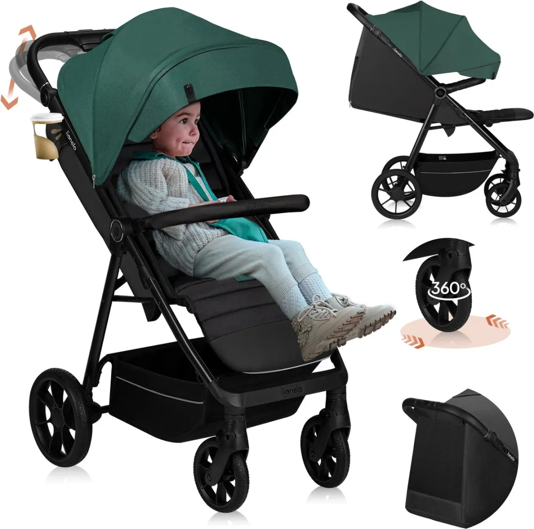 Lionelo Mira Kinderwagen - Groen - 22kg - Off-Road Wielen 360°