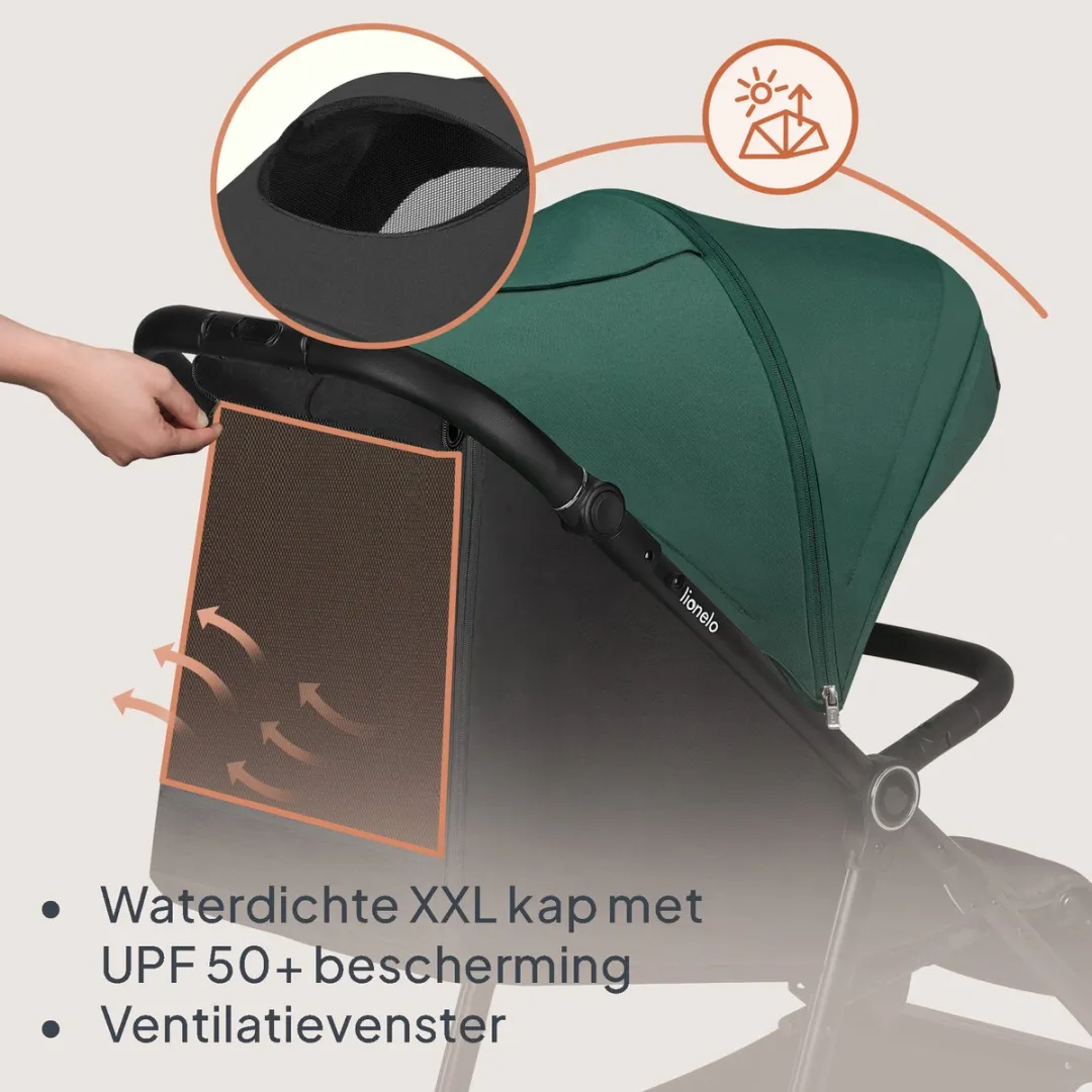 Lionelo Mira Kinderwagen - Groen - 22kg - Off-Road Wielen 360°