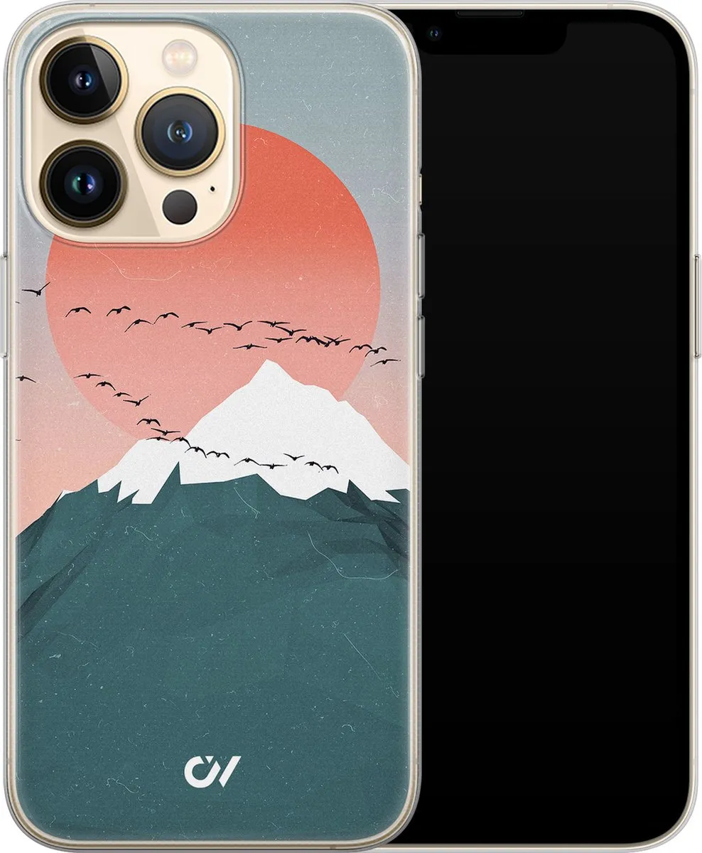 Casevibes iPhone 13 Pro Hoesje - Blauw Mountain Birds - TPU