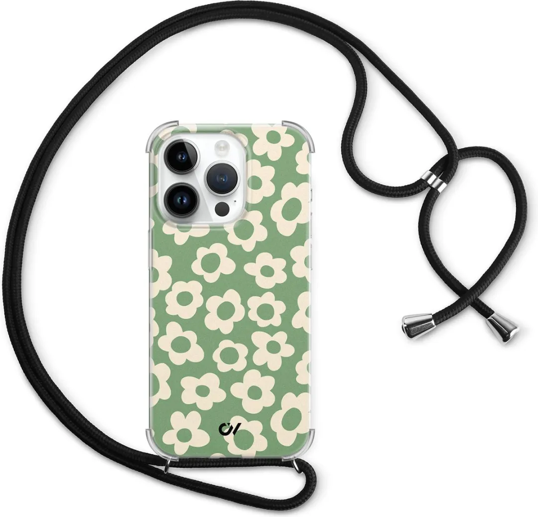 Casevibes Telefoonhoesje iPhone 14 Pro C/14P/UV/016 - Groen Retro Cute Flowers