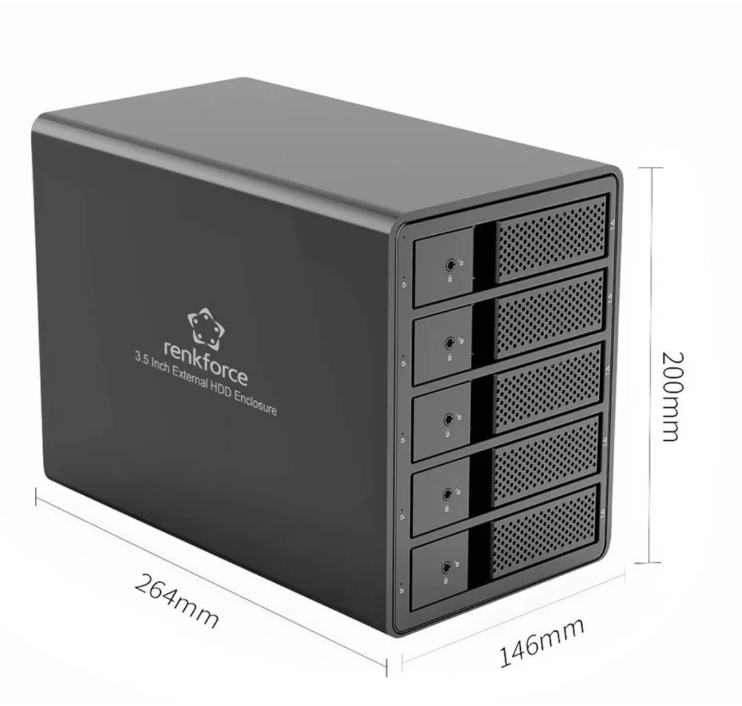 Renkforce RF-6647600 5-Bay 3.5" HDD Behuizing - USB 3.0 - Zwart