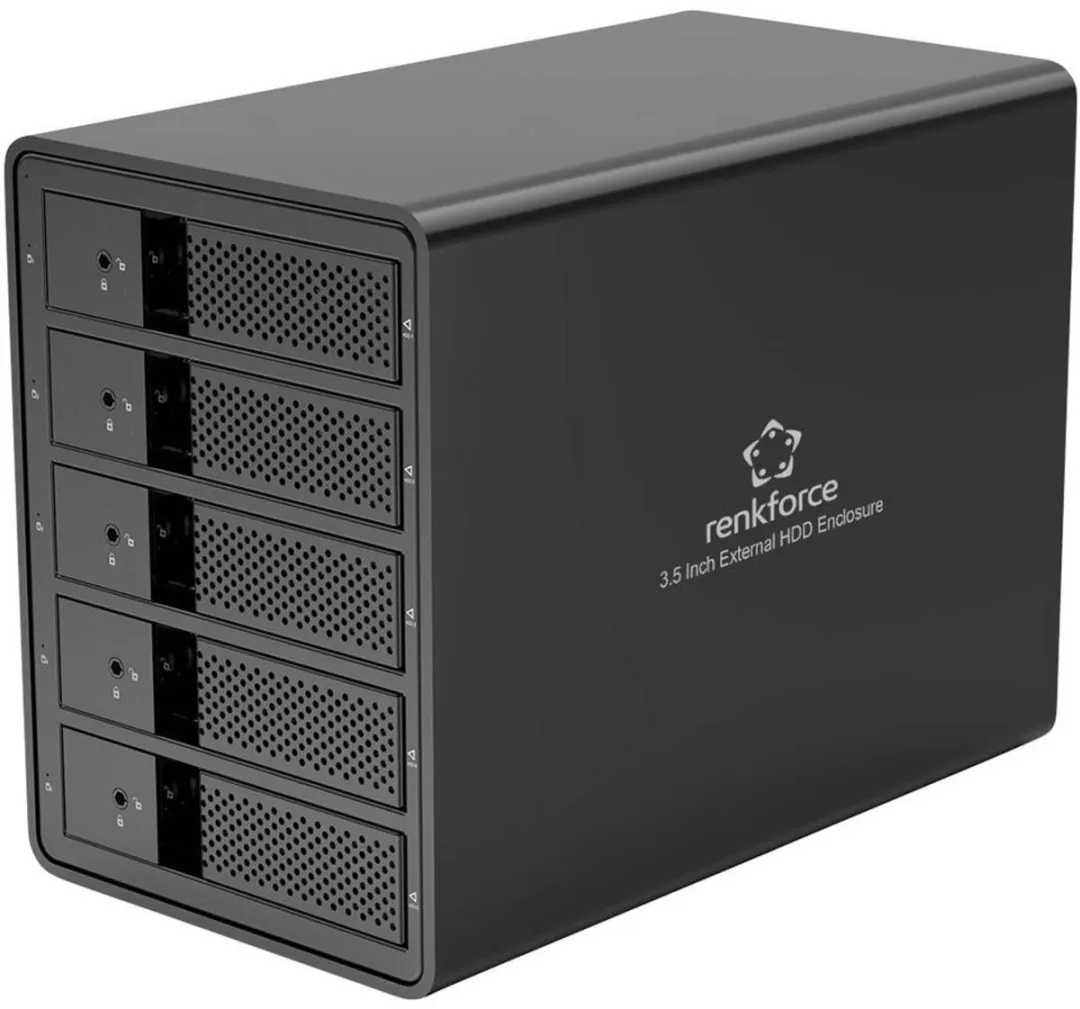 Renkforce RF-6647600 5-Bay 3.5" HDD Behuizing - USB 3.0 - Zwart