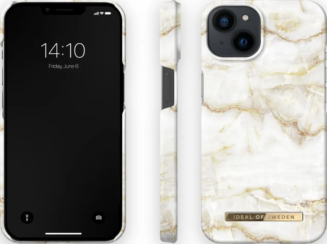 iDeal of Sweden iPhone 13 Hoesje Meerkleurig - Golden Pearl Marble