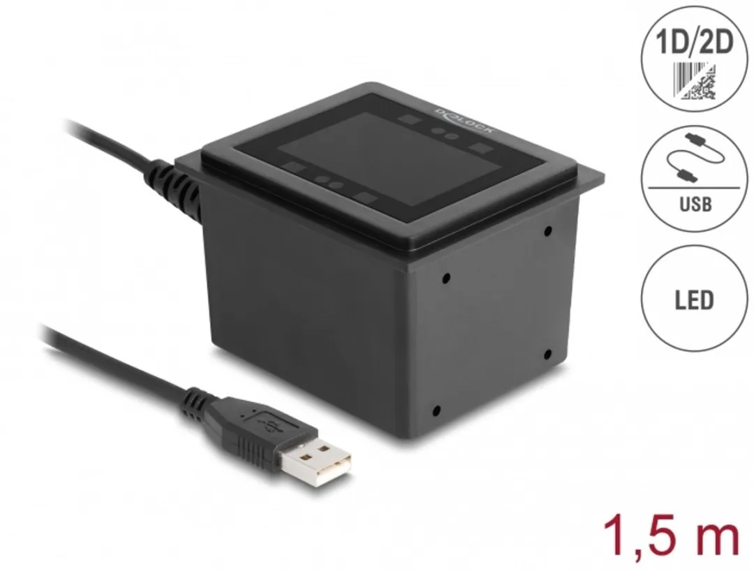 Delock 90600 USB Barcode Scanner 1D/2D - Zwart
