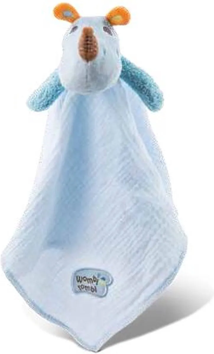 Nici Knuffeldoekje Manuffi Neushoorn 38x38cm - Blauw