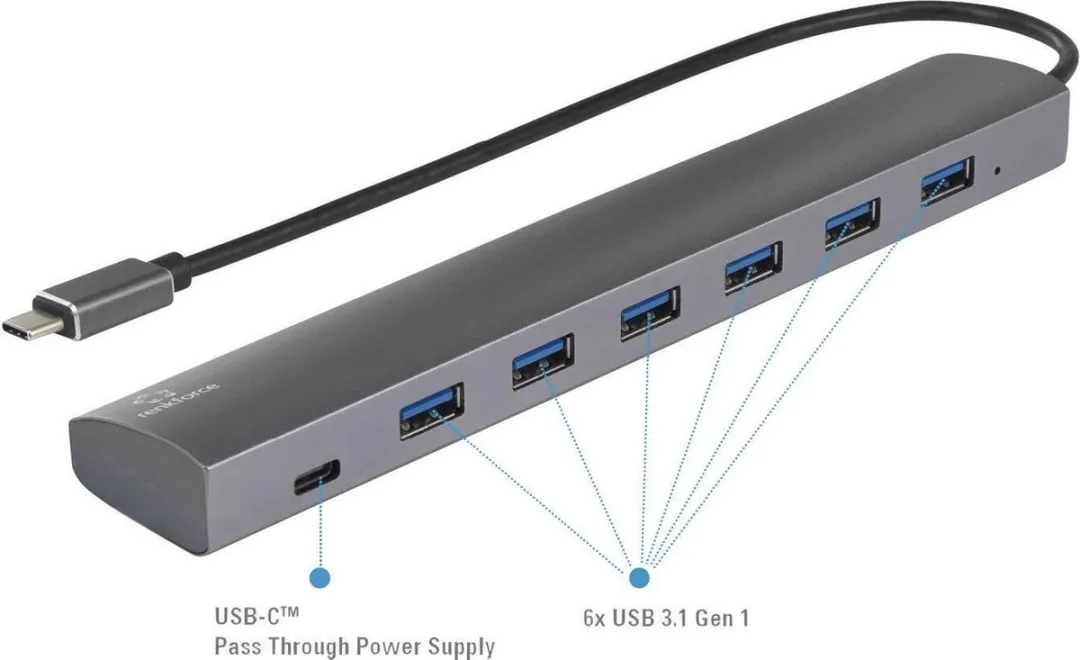 Renkforce RF-3374946 USB-Hub 7 Poorten