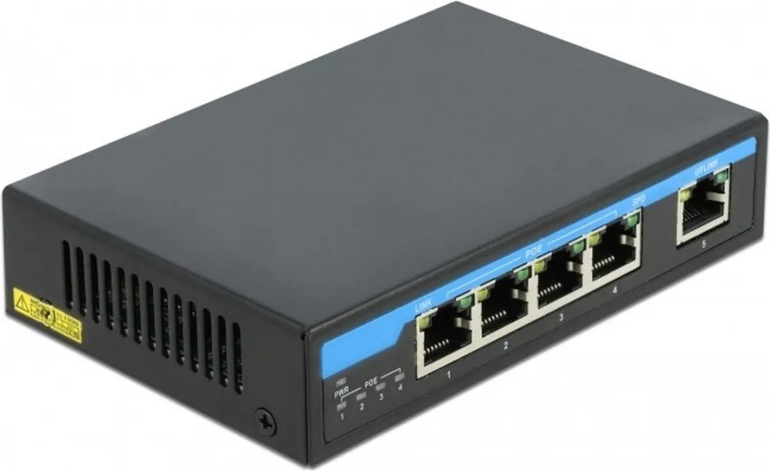 Delock Gigabit Ethernet Switch 4 PoE Poorten