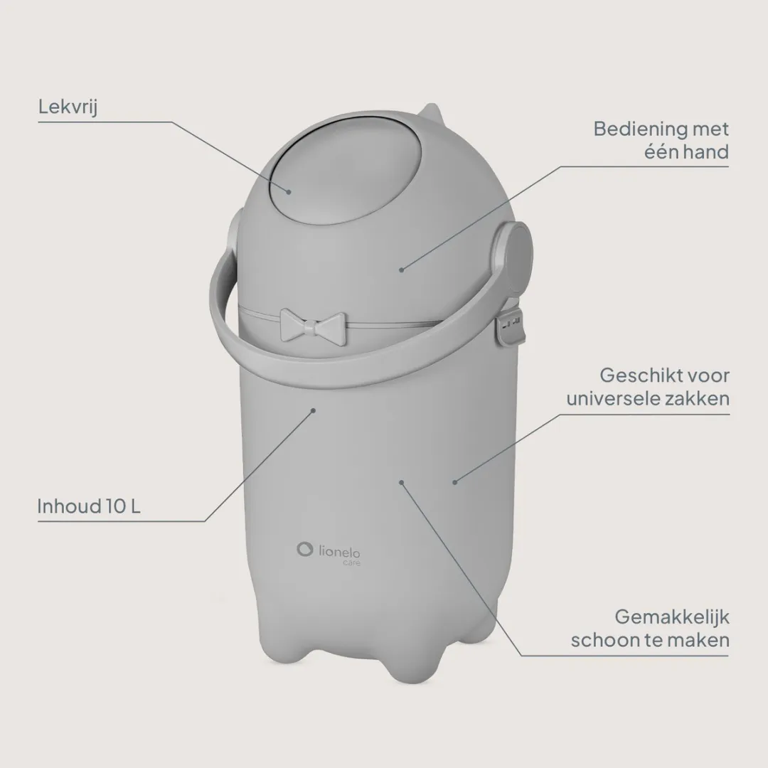 Lionelo Purebin Geurwerende Luieremmer 10L - Grijs