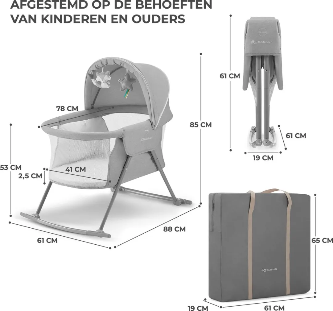 KinderKraft LOVI 3-in-1 Reiswieg Donkergrijs - 5 kg