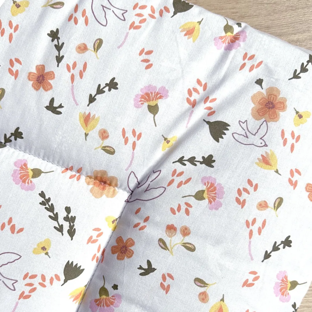 BINK Bedding Boxkleed Saar 80x100cm - Fiberfill 400g - Bloemen/Vogels - Roze/Geel/Oranje