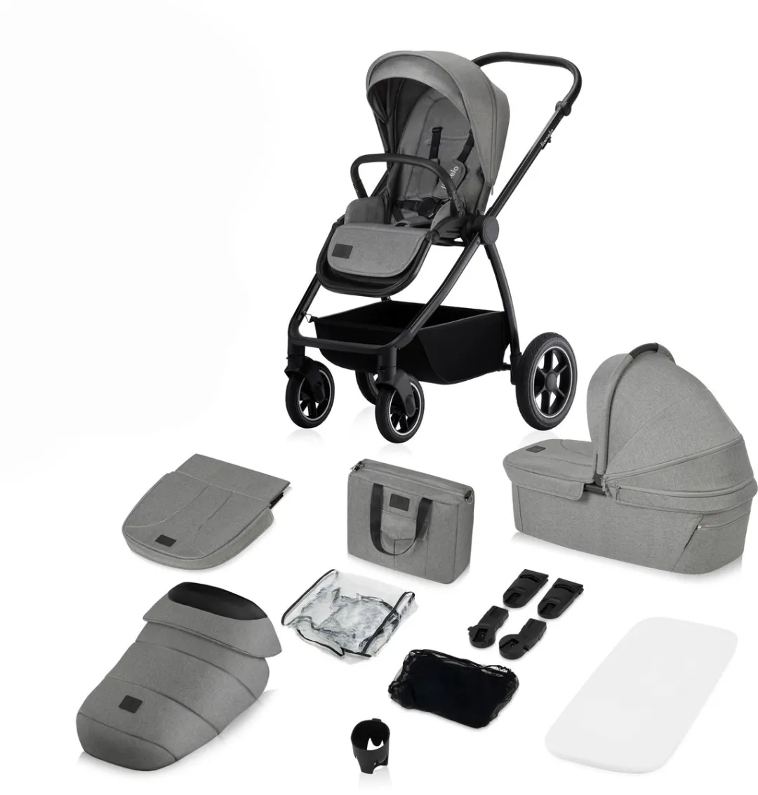 Lionelo Meril 2-in-1 Kinderwagen – Buggy XL Reiswieg & Wandelwagen – All-Terrain Wielen – UPF50+ – Complete Accessoireset – Voor Seizoenen – Verstelbaar Zitje & Rugleuning – Universele Autostoeladapters