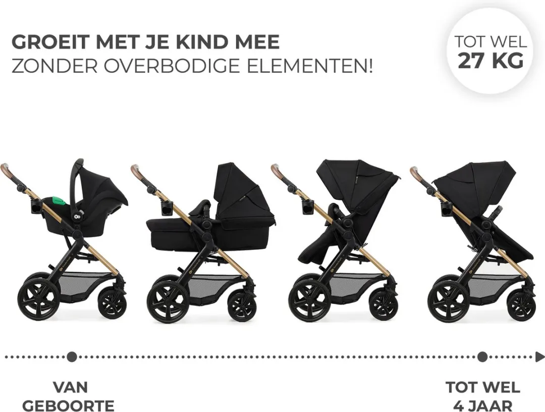 KinderKraft MOOV 2 3-in-1 Kinderwagen - Zwart
