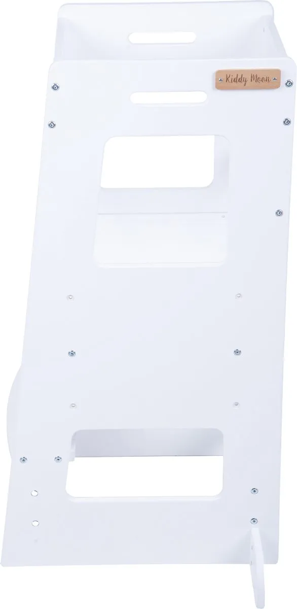 KiddyMoon Leertoren voor kinderen Houten - Montessori meubilair - In hoogte verstelbaar - Opstapkrukje - Toddlers stool - Leerstoel baby - Kinderstoel - Montessori kitchen helper Hout - Keukenhulp - Keukentoren - Kindertrap - Wit