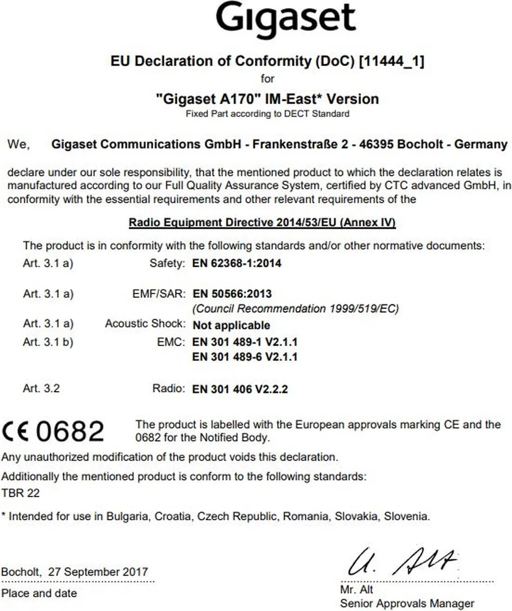 Gigaset A170 - Trio DECT telefoon - Zwart
