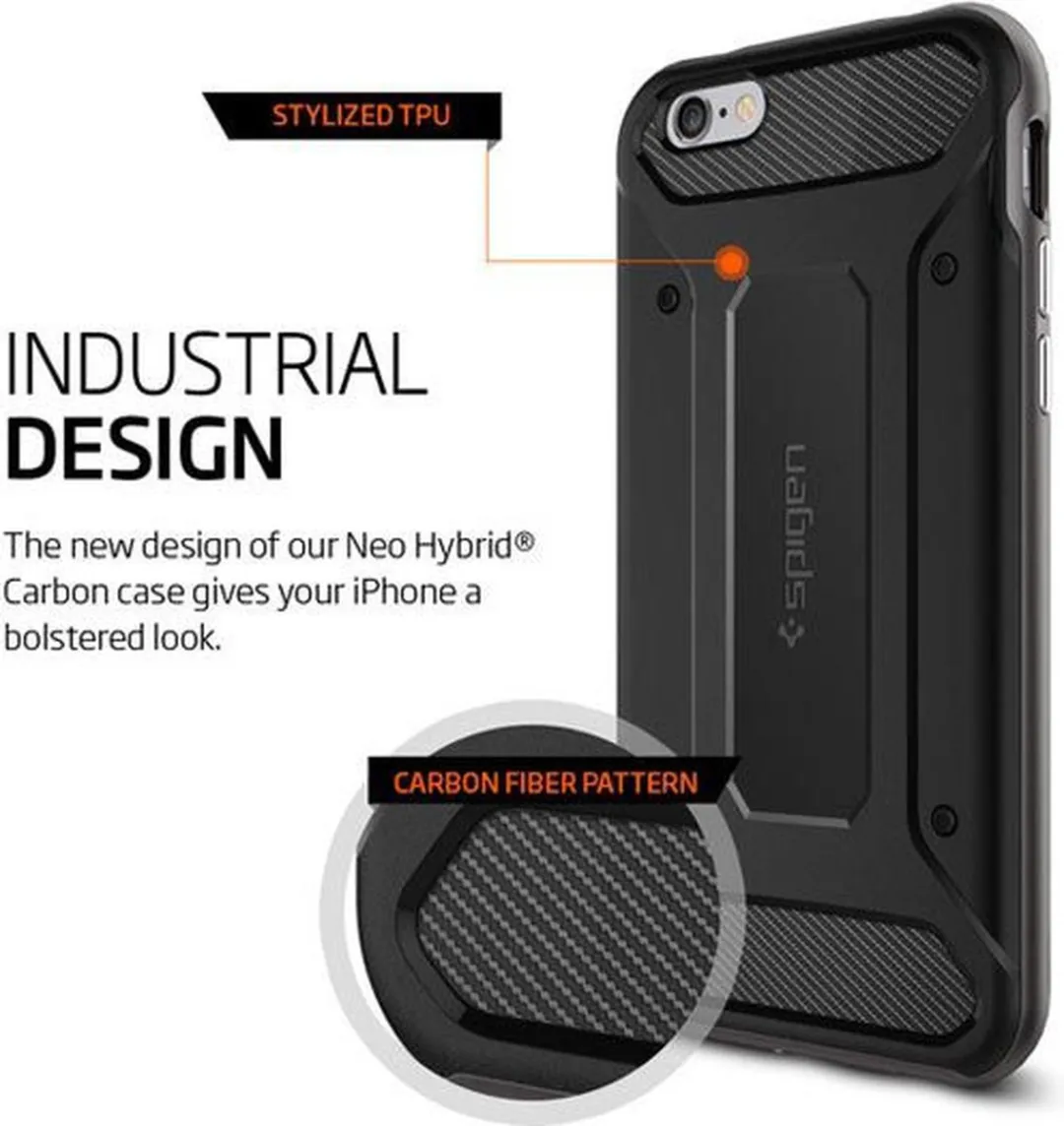 Spigen Neo Hybrid Carbon iPhone 6/6s Hoes - Gun Metal - afbeelding 6 van 6