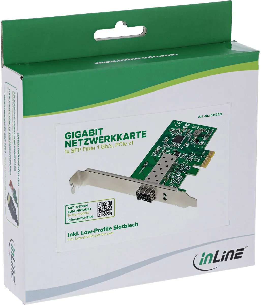 InLine Gigabit Netwerkkaart 51125N - 1x LC Fiber 1Gb/s PCIe x1