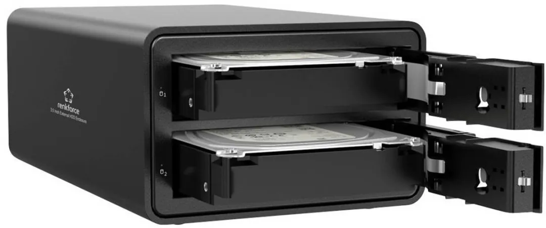 Renkforce RF-6647596 2-Bay 3.5" HDD Behuizing - USB 3.0 - Zwart
