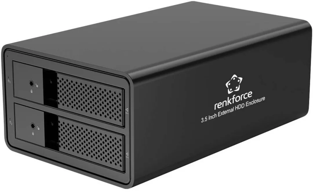 Renkforce RF-6647596 2-Bay 3.5" HDD Behuizing - USB 3.0 - Zwart
