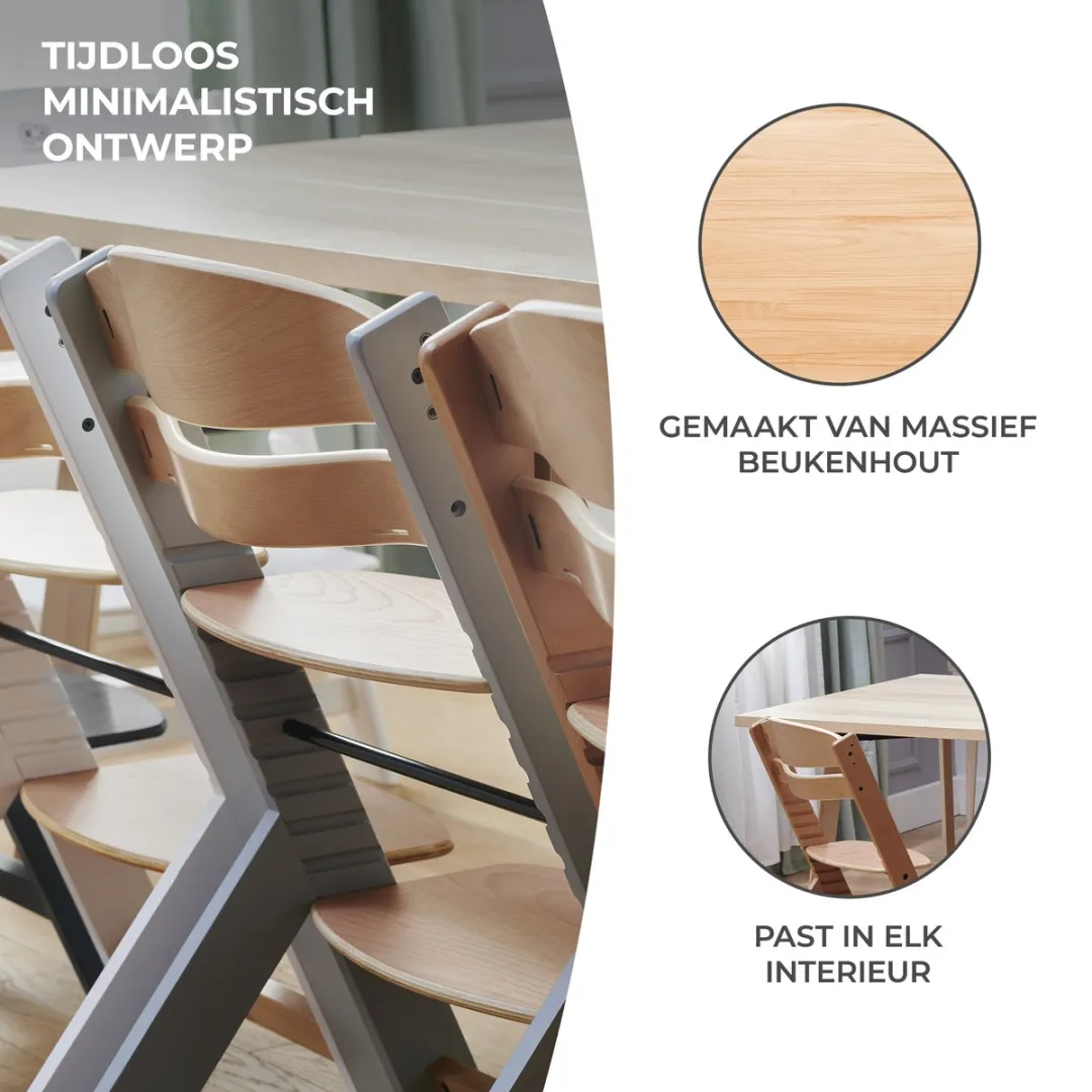 KinderKraft ENOCK Houten Kinderstoel 3-in-1 - Wit