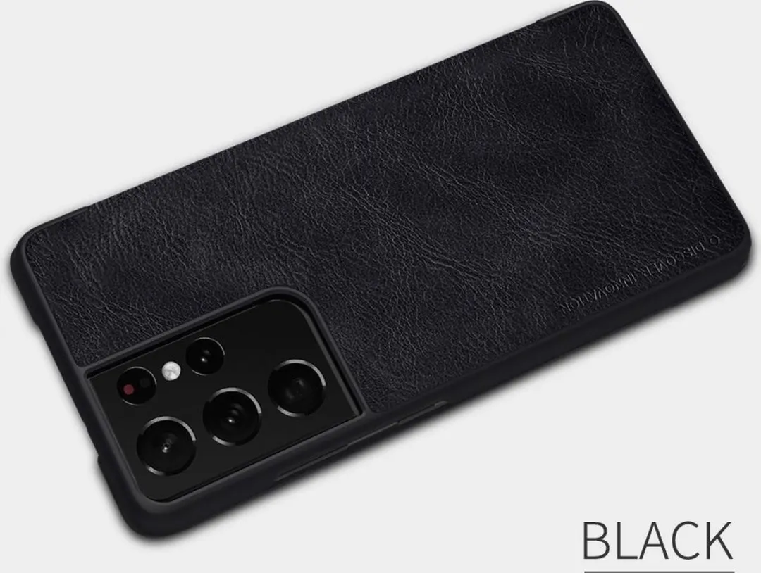 Nillkin Qin Leather Flip Cover S21 Ultra - Zwart - afbeelding 4 van 6