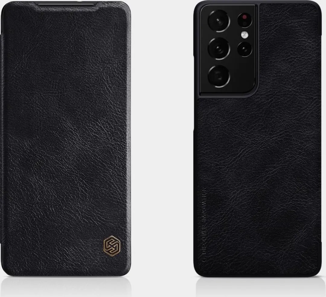 Nillkin Qin Leather Flip Cover S21 Ultra - Zwart - afbeelding 3 van 6