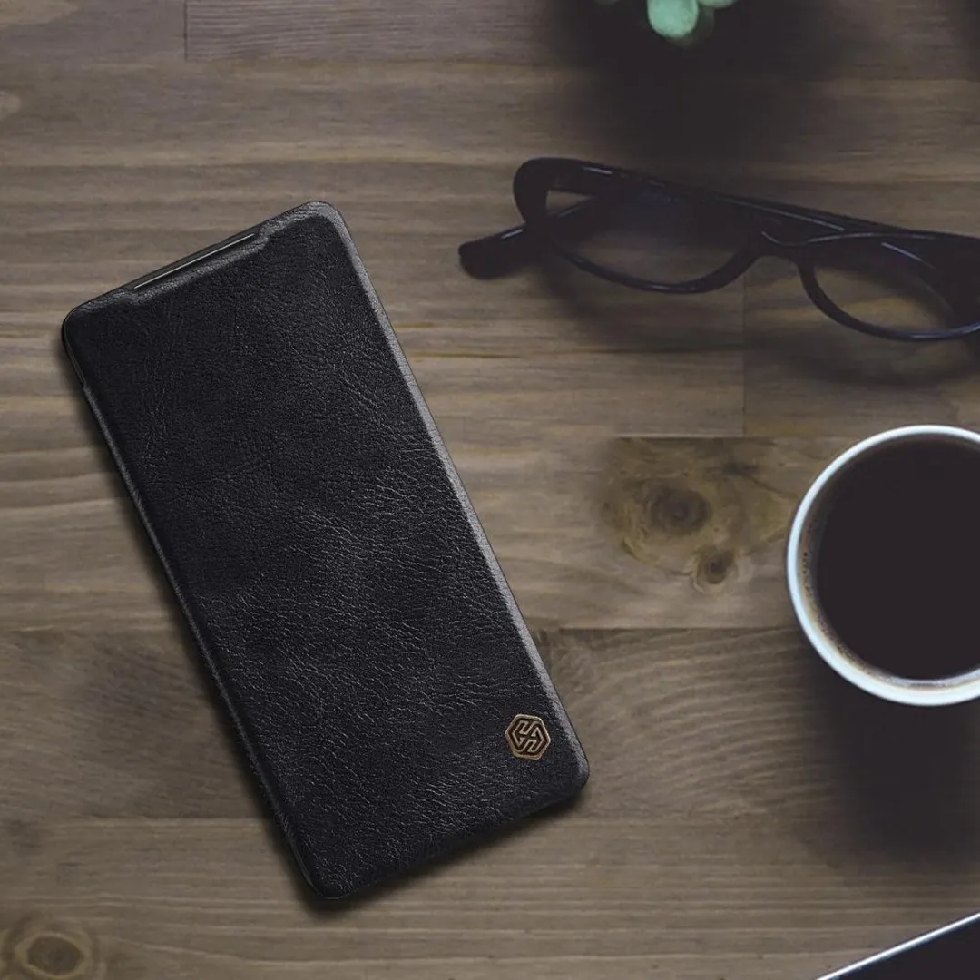 Nillkin Qin Leather Flip Cover S21 Ultra - Zwart - afbeelding 5 van 6