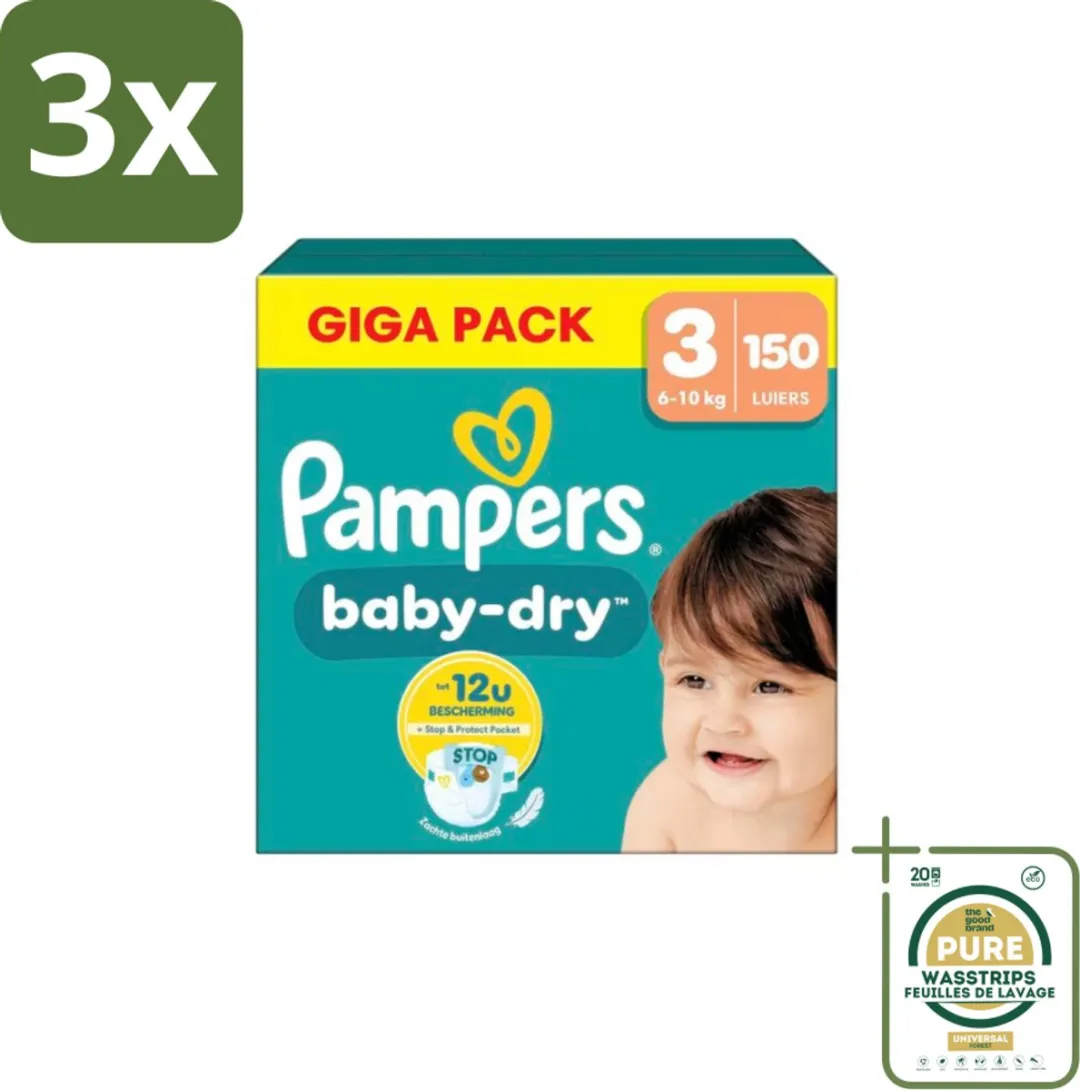 Pampers Baby Dry Luiers Maat 3 - 450 Stuks (3x150)