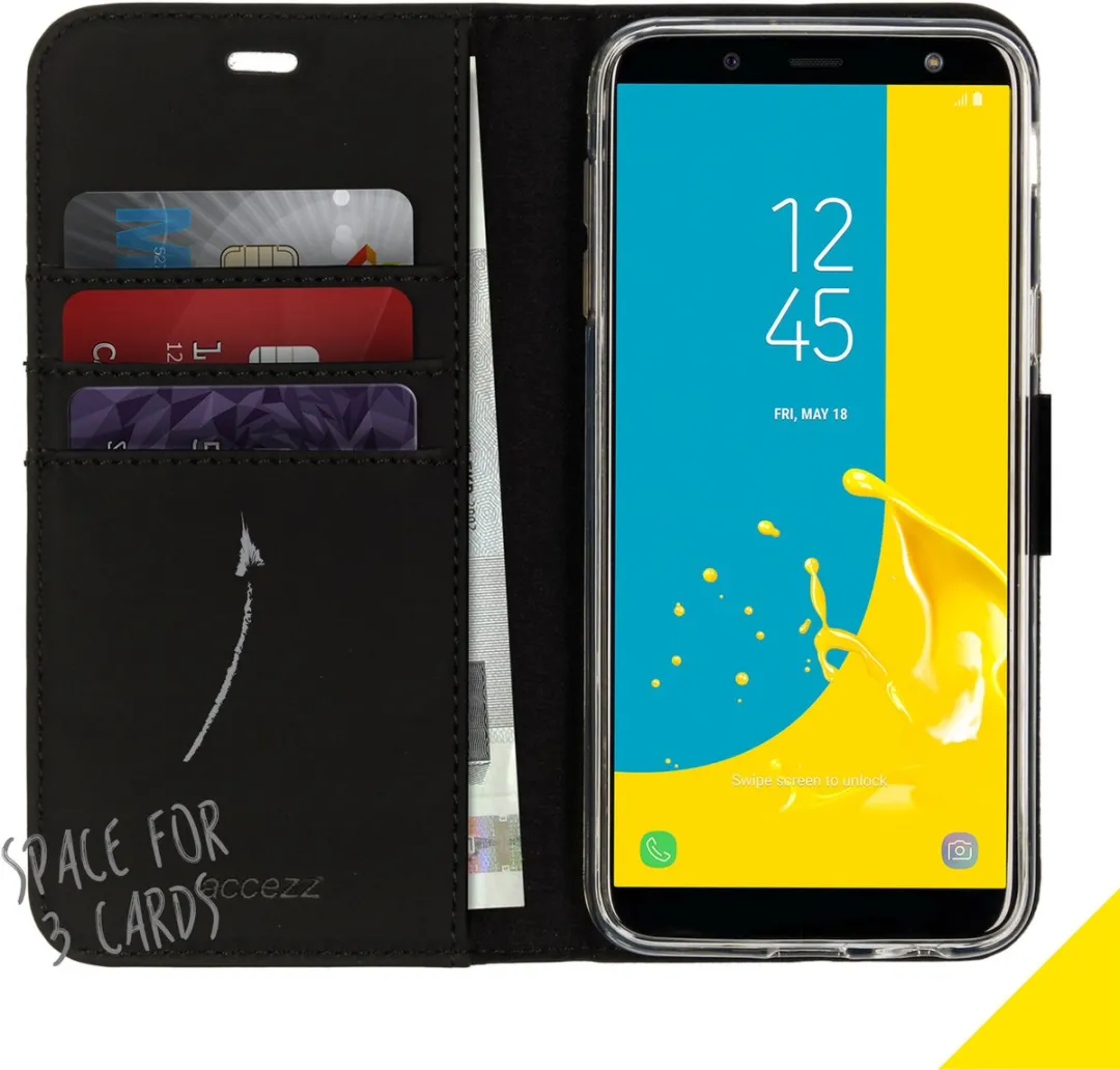 Accezz Hoesje Samsung Galaxy J6 Wallet Softcase - Zwart