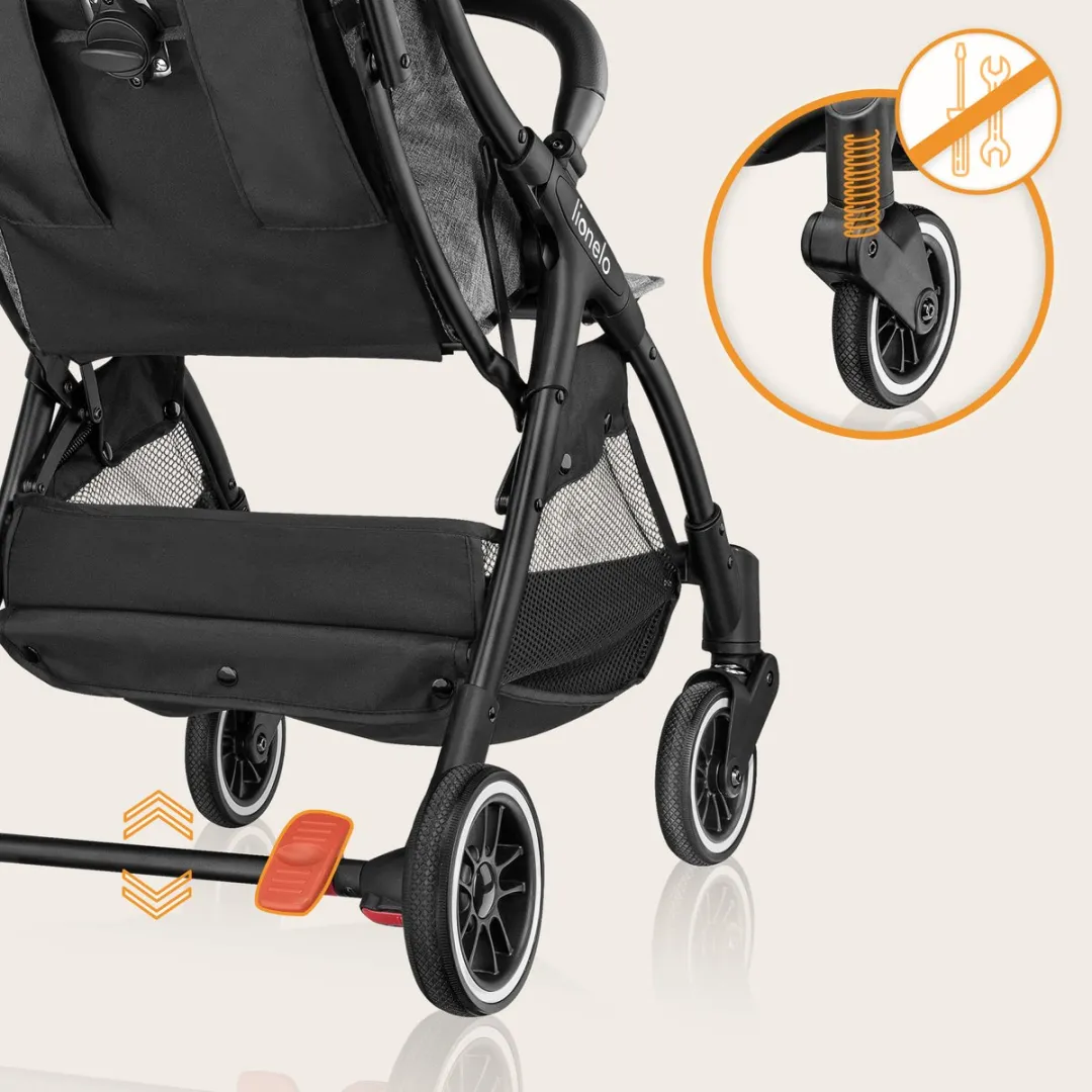 Lionelo Julie One Kinderwagen - Automatisch Opvouwbaar - 22 kg - Grijs