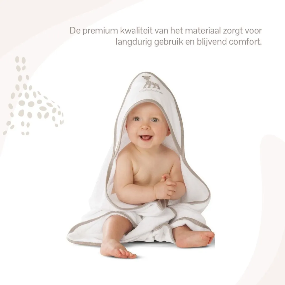 Sophie de Giraf Badcape Baby - 75x75cm Wit