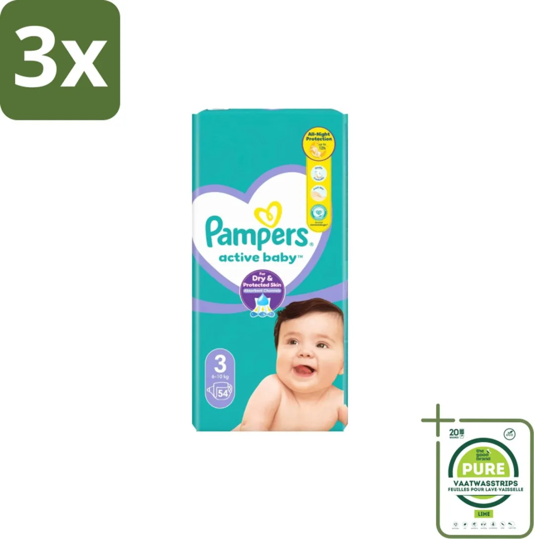 Pampers Active Baby Maat 3 Luiers - 162 Stuks (3x54)