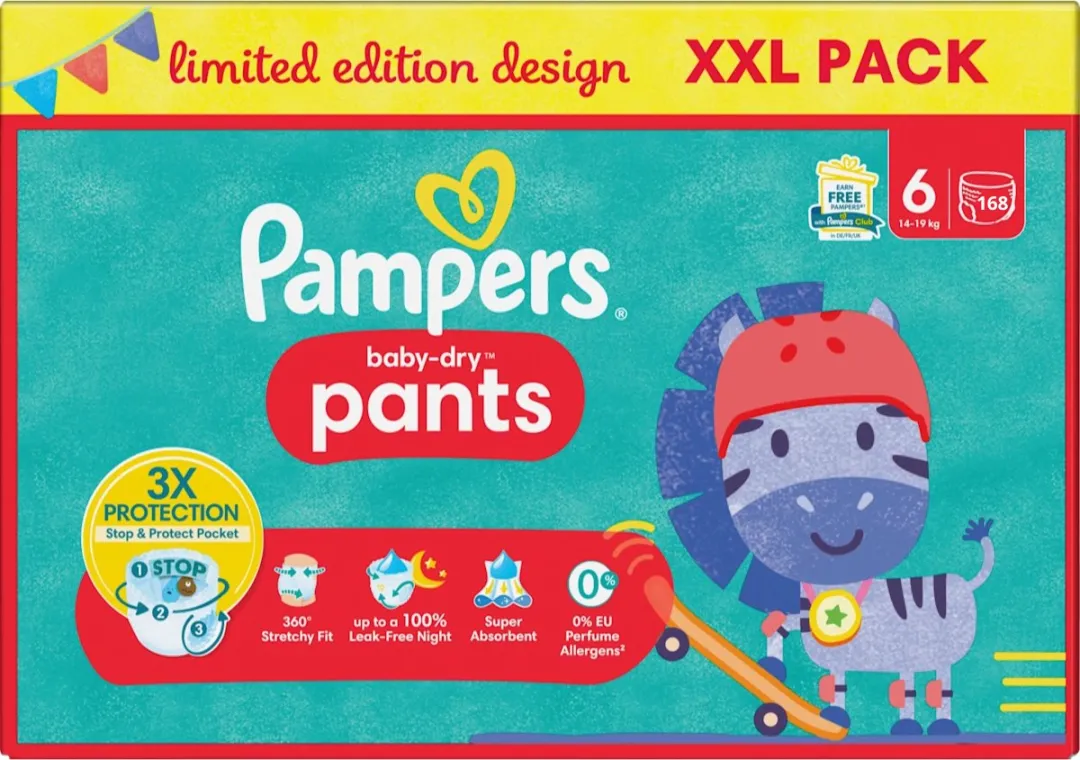 Pampers Baby-Dry Pants Maat 6 168 Stuks