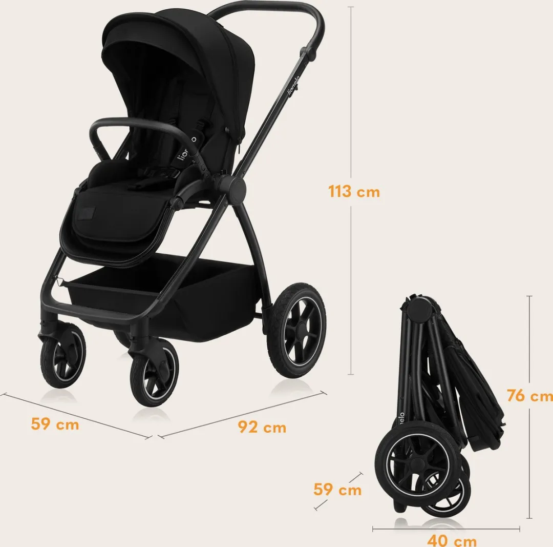 Lionelo Meril 2in1 Kinderwagen - Buggy- XL Reiswieg & Wandelwagen - All-Terrain Wielen - UPF50+ - Compleet Accessoireset