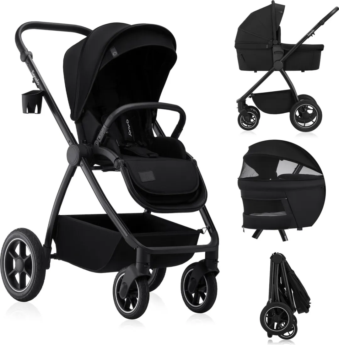 Lionelo Meril 2in1 Kinderwagen - Buggy- XL Reiswieg & Wandelwagen - All-Terrain Wielen - UPF50+ - Compleet Accessoireset