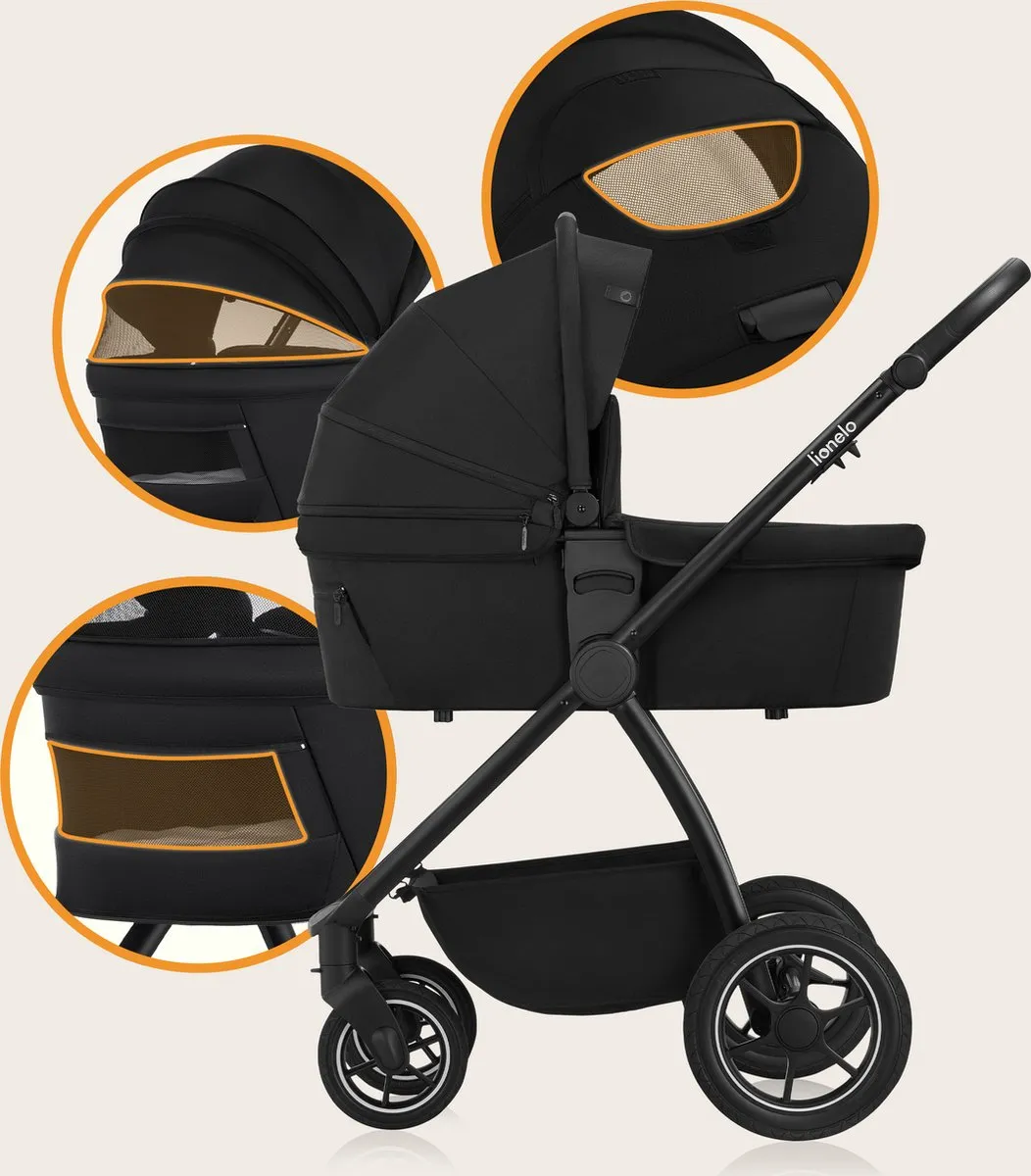 Lionelo Meril 2in1 Kinderwagen - Buggy- XL Reiswieg & Wandelwagen - All-Terrain Wielen - UPF50+ - Compleet Accessoireset