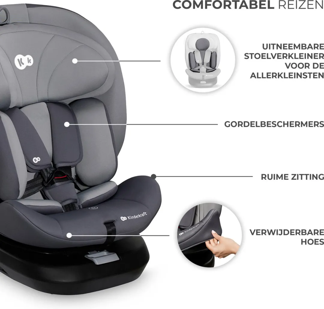 KinderKraft I-GROW I-SIZE Autostoel 40-150cm Grijs