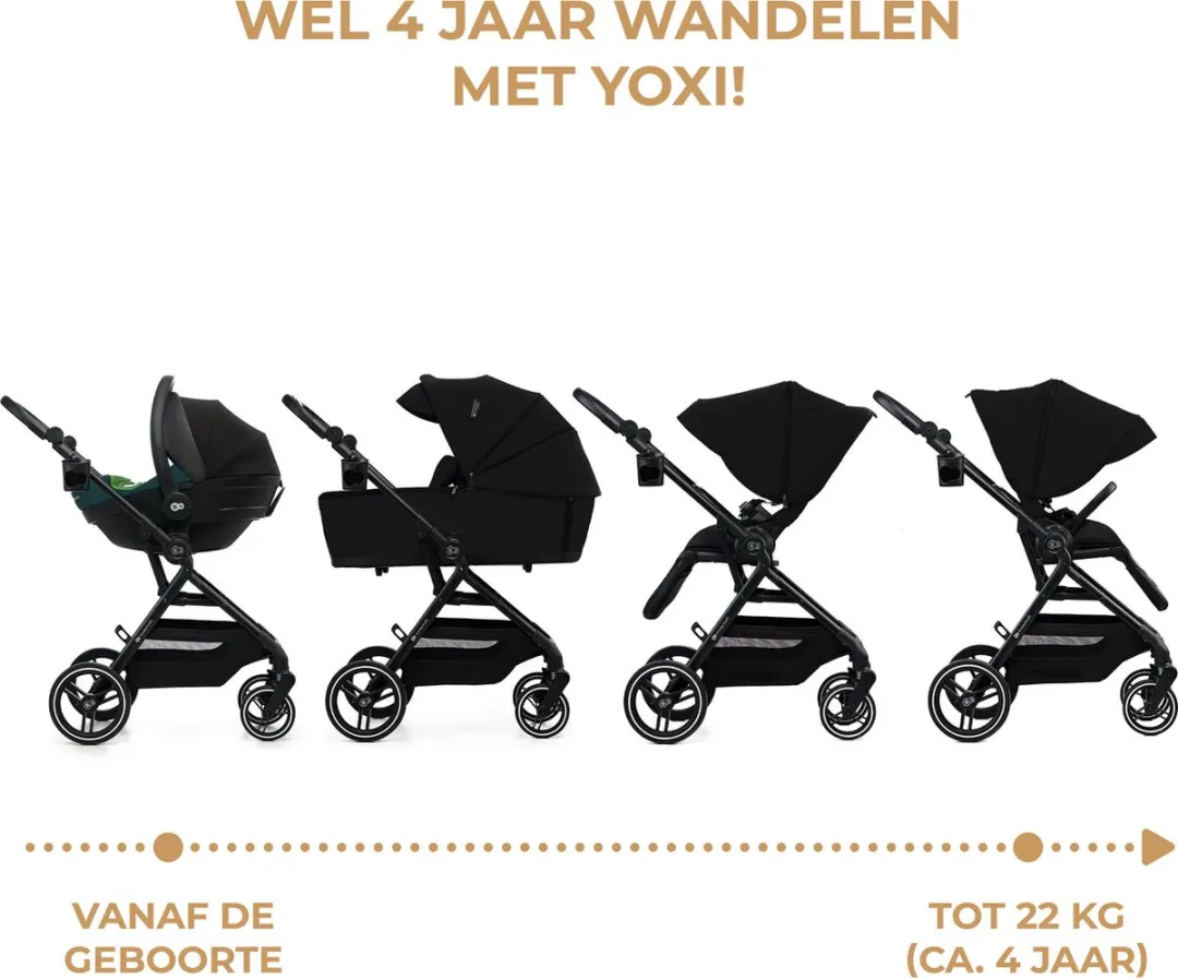 KinderKraft YOXI 2-in-1 Kinderwagen - Zwart