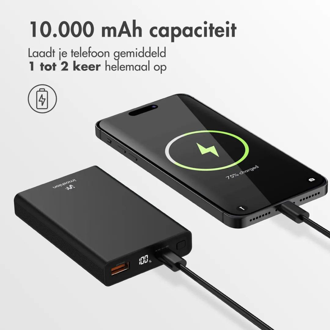 Imoshion Ultra Mini Powerbank 10000mAh SH00071177 - 22.5W - Zwart