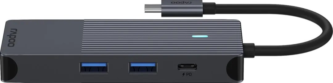 Rapoo UCM-2004 USB-C Multiport Adapter 8-in-1 - Donker Grijs - afbeelding 2 van 6