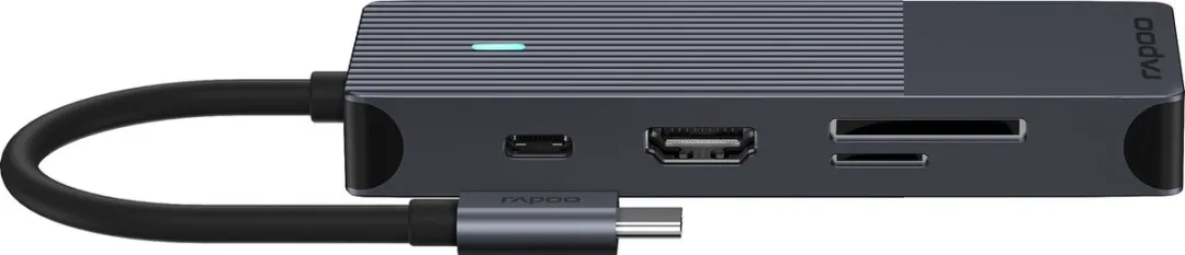 Rapoo UCM-2004 USB-C Multiport Adapter 8-in-1 - Donker Grijs - afbeelding 5 van 6