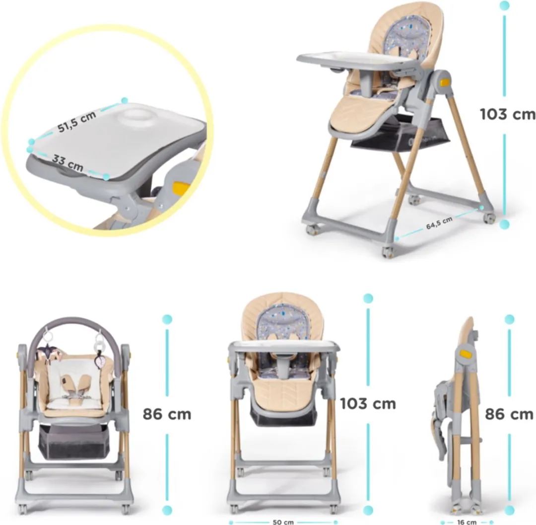 KinderKraft LASTREE 2-in-1 Wipstoel Kinderstoel Beige