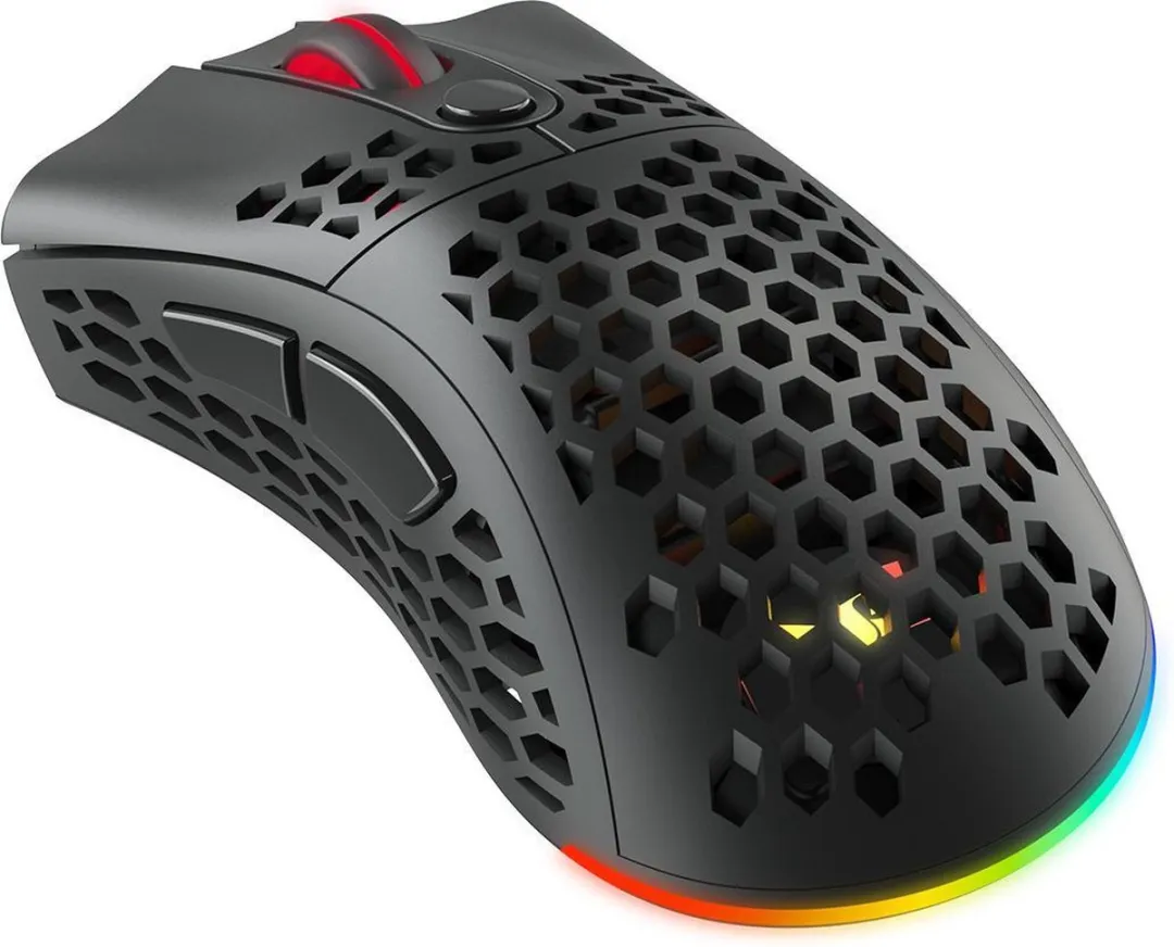 NÖRDIC NG FreeFlyer Ambidextrous RF Wireless Muis - 7 Knoppen - 19000 DPI - Zwart - afbeelding 2 van 4