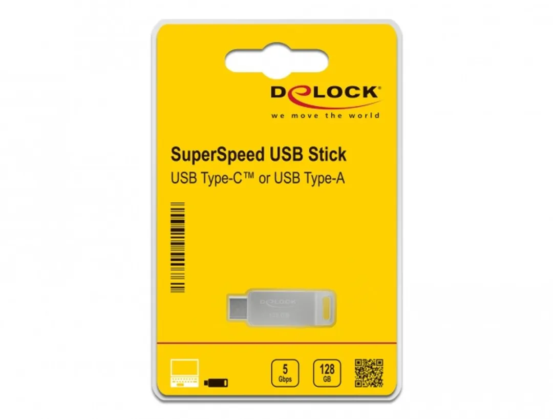 Delock 54076 USB-C/Type-A Geheugenstick 128GB - Zilver