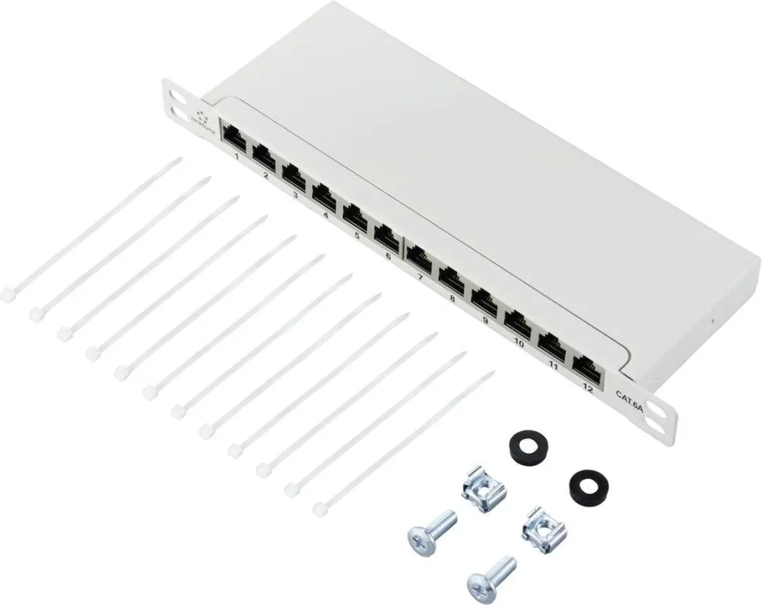 Renkforce RF-4996628 Patchpaneel 12 Poorten CAT 6A - Grijs