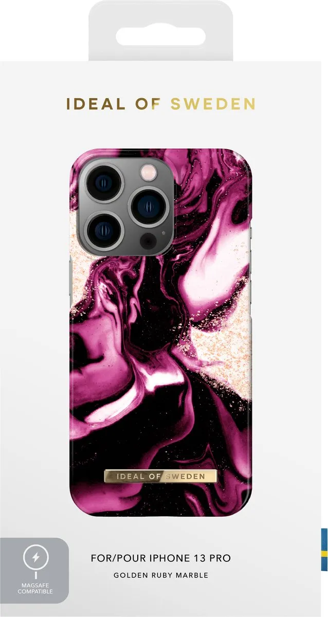 iDeal of Sweden iPhone 13 Pro Case Golden Ruby Marble - MagSafe