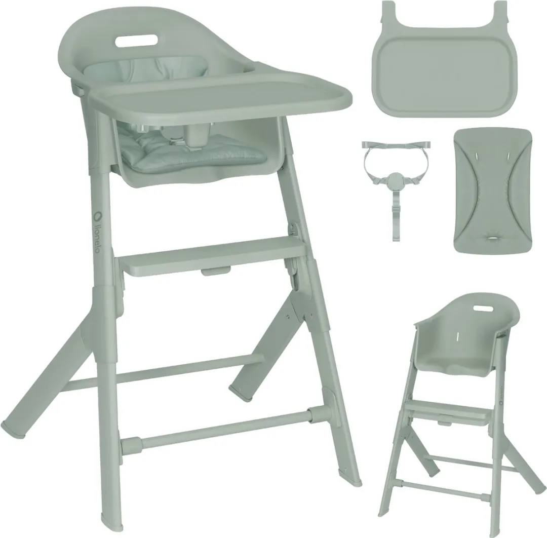 Lionelo Beny – Hoge Kinderstoel 6–36 Maanden – 3-puntsgordel – Verstelbaar Dienblad & Voetsteun – Wasbare Inleg – Compact & Lichtgewicht